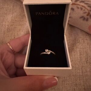 Pandora Silver Heart Ring with Sparkling Accents